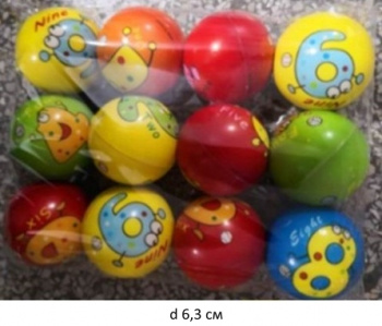 Мяч пвх арт. 177-7 Цифры-монстрики d-6,3 см (12 шт.) упаковка /720 шт./