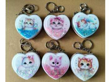 Брелок арт. HR131-209 Сердце-зеркало "Кот" ассорти в пак. Брелок арт. HR131-209 Сердце-зеркало "Кот" ассорти в пак.