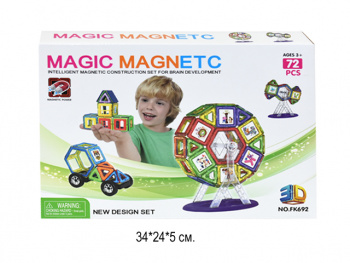 Конструктор магнитный арт. FK692 3D 72 дет. в кор./48 шт./_