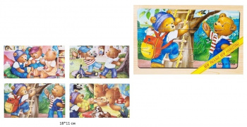 Деревянная игрушка арт. 5588-68-8 Пазл Забавные медведи Набор 4 шт. в кор.)