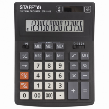 Калькулятор настольный STAFF PLUS STF-333 (200x154 мм), 16 разрядов, двойное питание, 250417 Калькулятор настольный STAFF PLUS STF-333 (200x154 мм), 16 разрядов, двойное питание, 250417