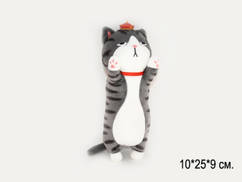 им Обнимашка арт. 17253-209 Кот серый полосатик красная корона 25 см в пак.