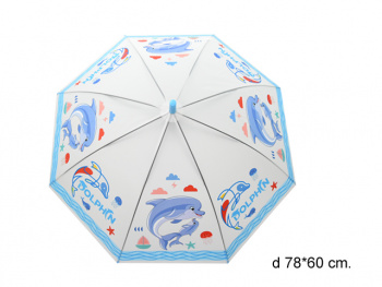 Зонт детский арт. 120-51 Дельфины прозрачный в пак.
