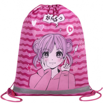 Мешок для обуви BRAUBERG KIDS, с петлей, светоотражающая полоса, 46х36 см, Anime style, 272391 Мешок для обуви BRAUBERG KIDS, с петлей, светоотражающая полоса, 46х36 см, Anime style, 272391